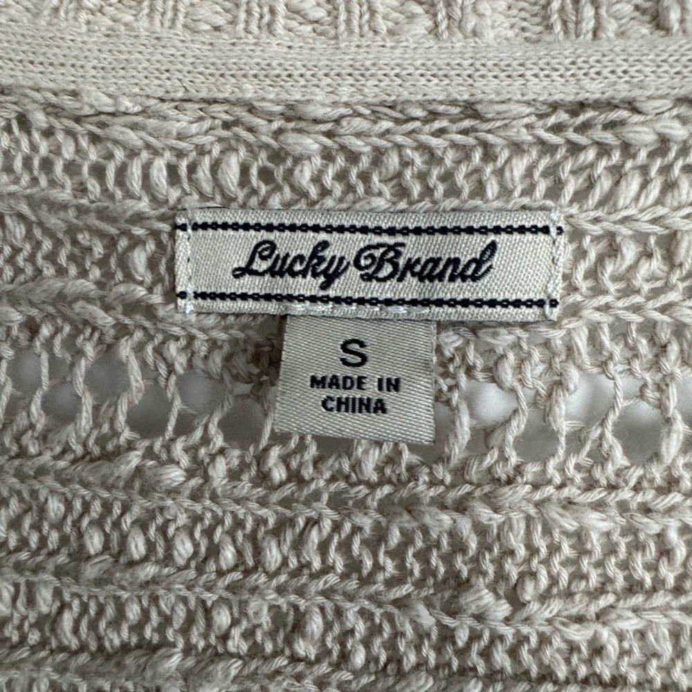 Lucky Brand NWOT Light Beige Striped Knit Cardigan - Picture 5 of 6
